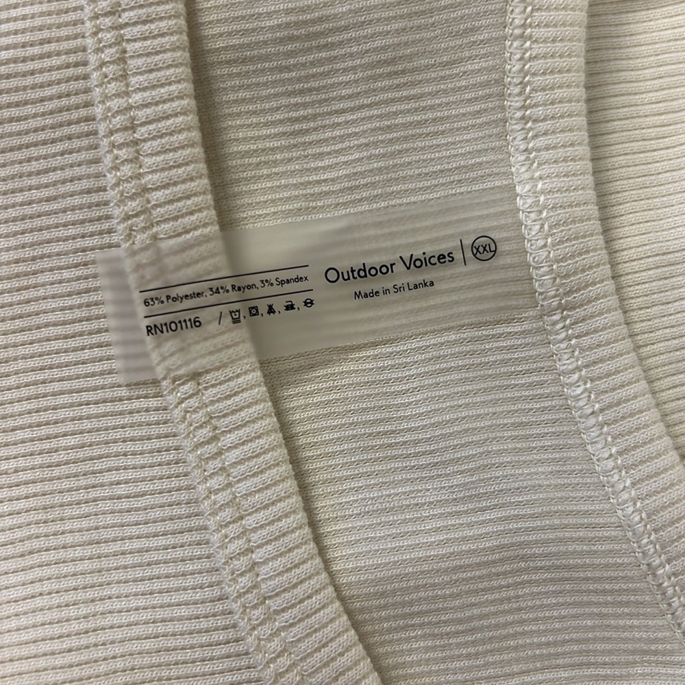 Outdoor Voices CozyRib Tank Milk Stone Off White High Neck Racerback XXL NEW - Picture 4 of 16